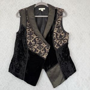 Coldwater Creek Phoebe Brocade Velvet Patchwork Vest Medium Whimsigoth Steampunk